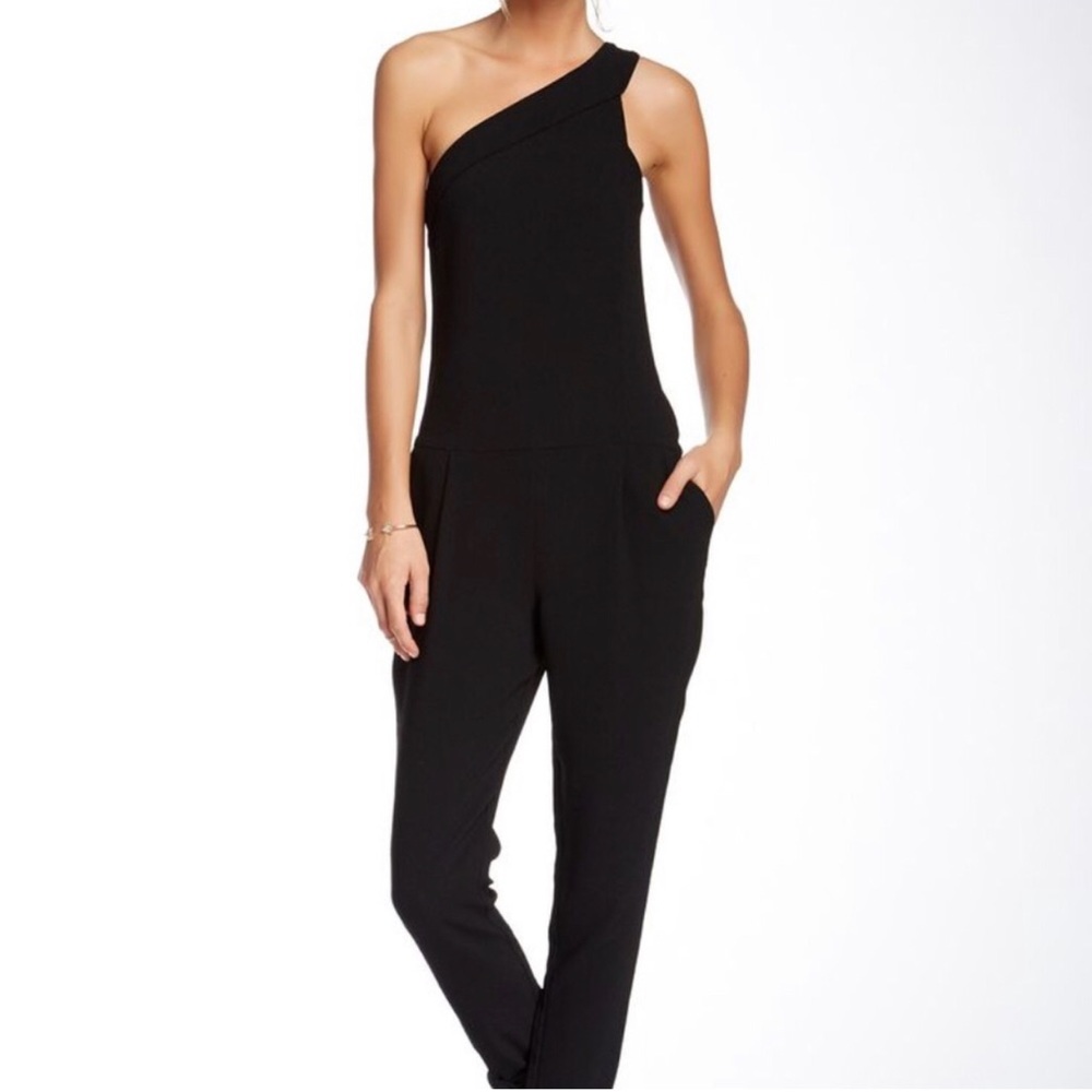 BCBGeneration One-Shoulder Black Jumpsuit 2